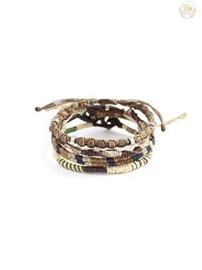 Handmade Beaded Boho Bracelet Set Stackable Macrame Charm